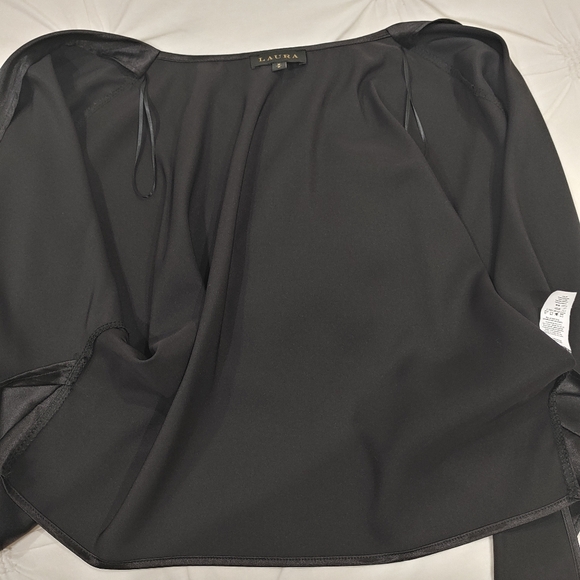 Laura charcoal black satin tie up cardigan wrap shall. Size M - Picture 8 of 10